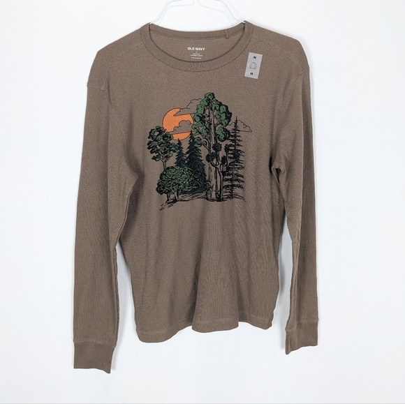 Old Navy Waffle Knit T-shirt Mens Medium Brown - Picture 9 of 9